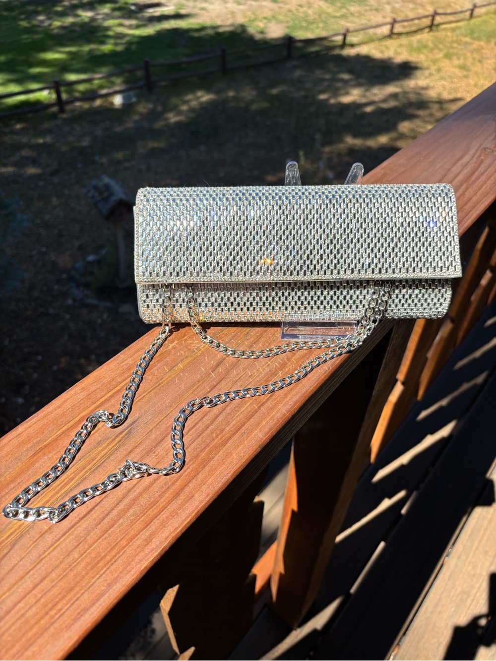 Super Sparkling Silver Crystal Evening Clutch